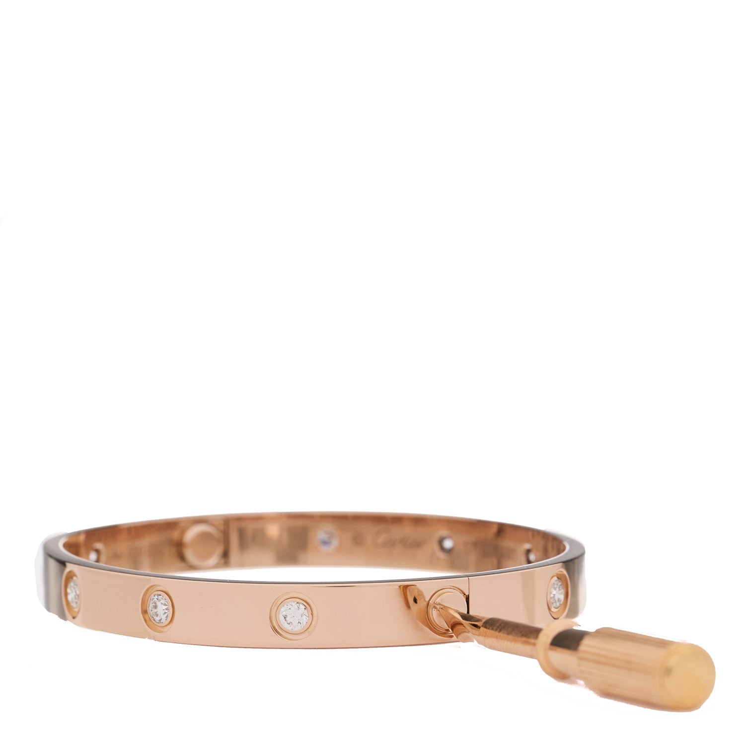 Cartier 18K Pink Gold 10 Diamond LOVE Bracelet 17 7 of 8