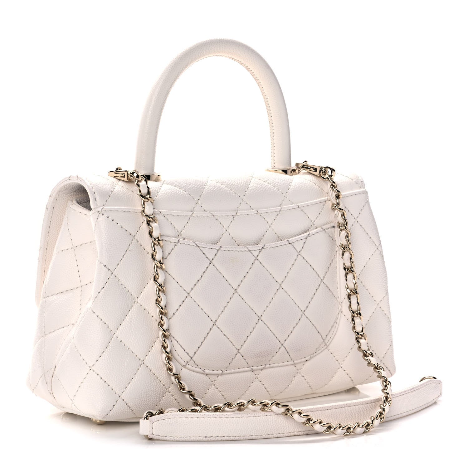 Chanel Caviar Quilted Mini Coco Handle Flap White 2 of 12