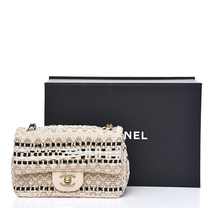 Chanel Tweed Chain Braid Mini Flap Beige White Black 12 of 12