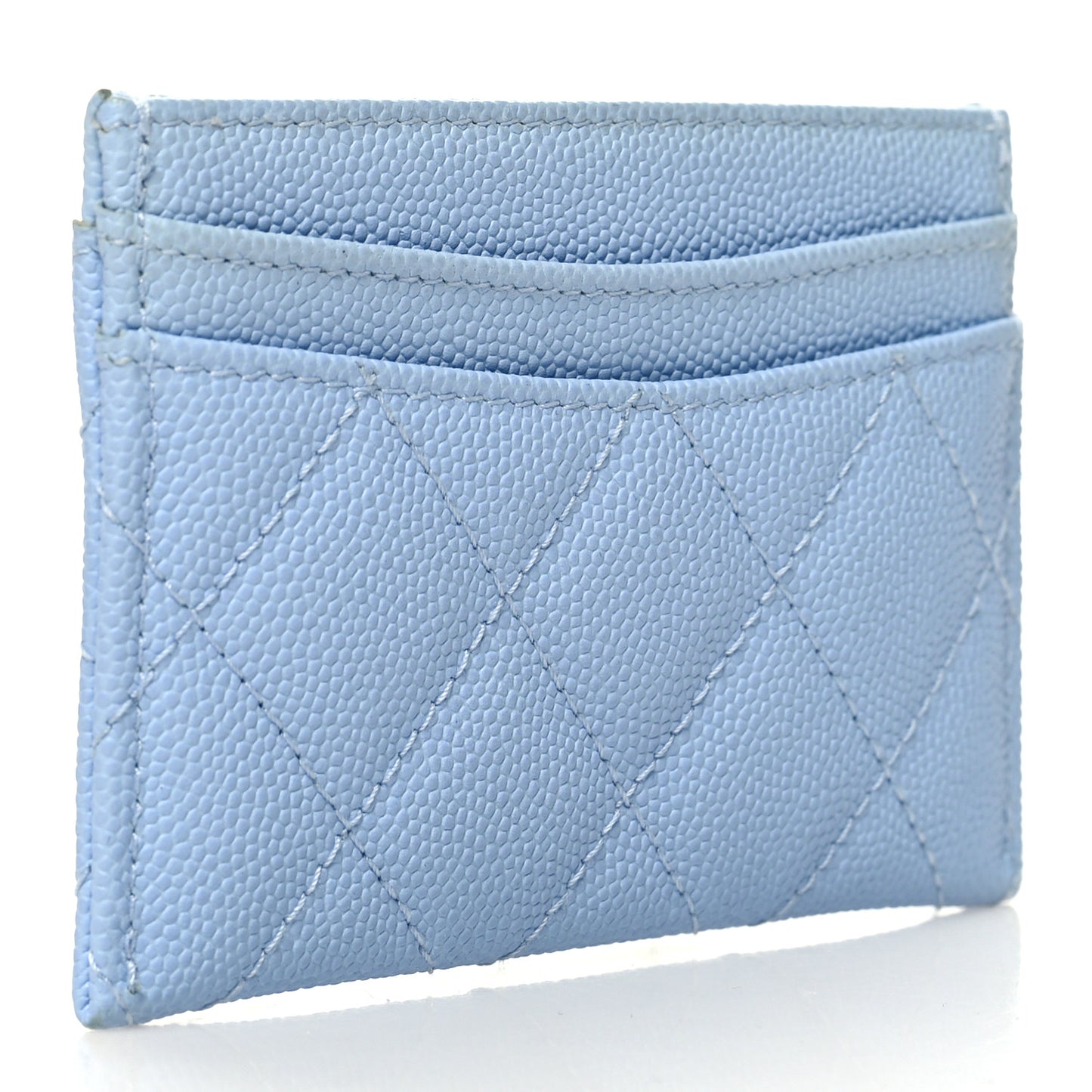 Caviar Quilted Card Holder Light Blue