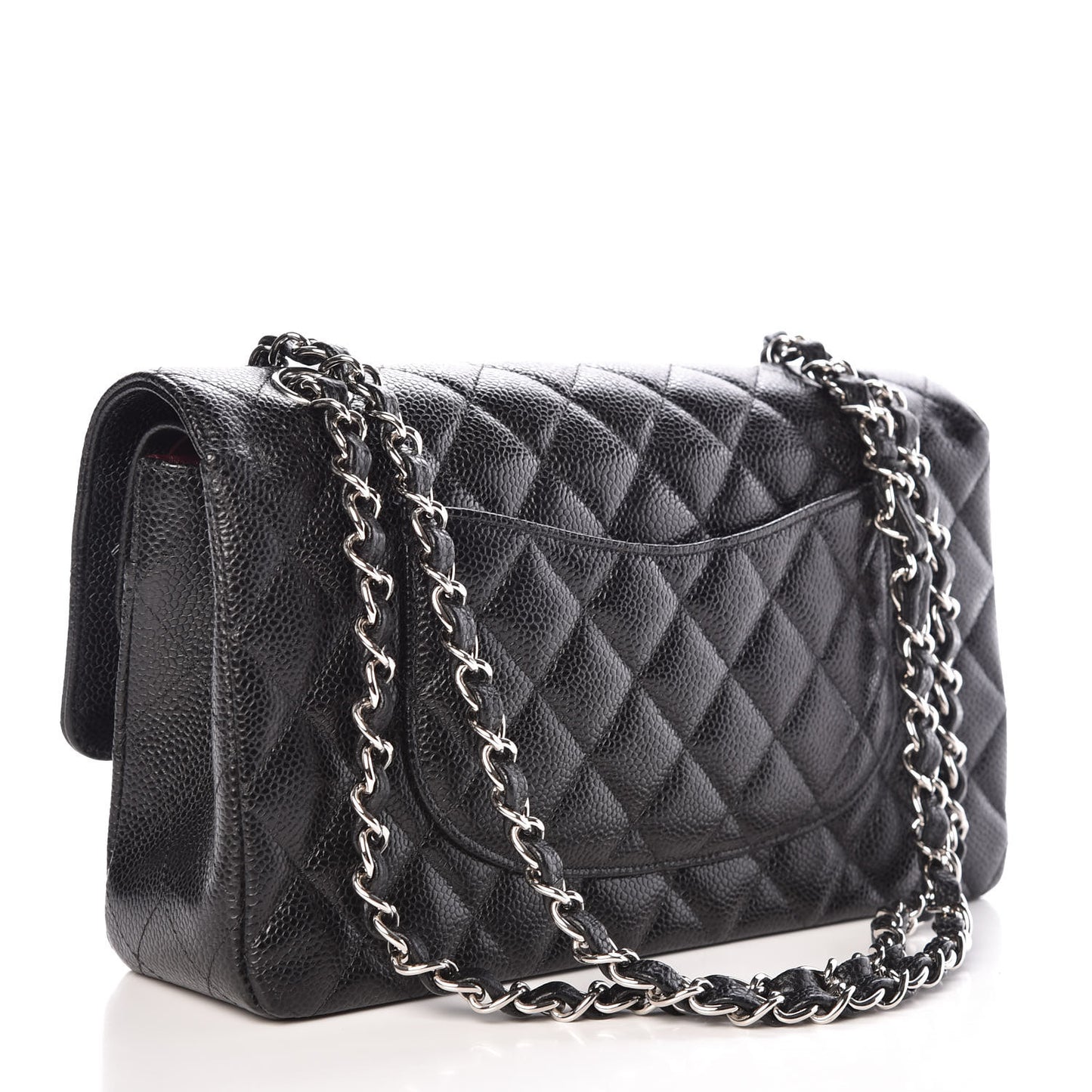 Caviar Quilted Medium Double Flap Black