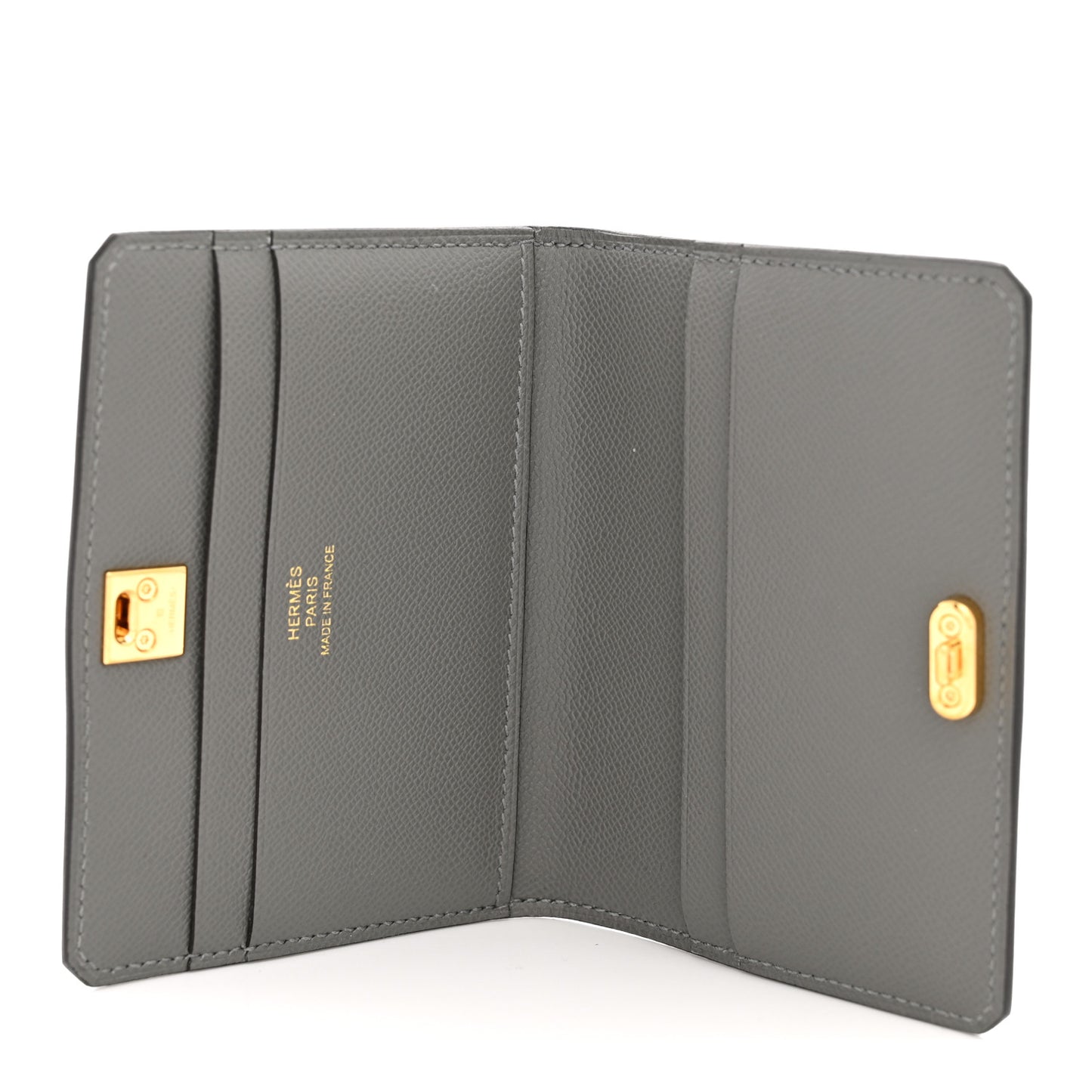 Madame Calfskin Medor Card Holder Gris Meyer