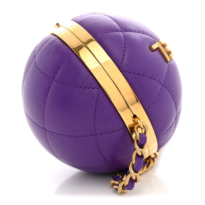 Chanel Lambskin CC Minaudiere Sphere Chain Clutch Purple 10 of 11