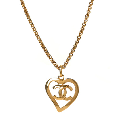 Chanel CC Heart Chain Pendant Necklace Gold 1 of 4