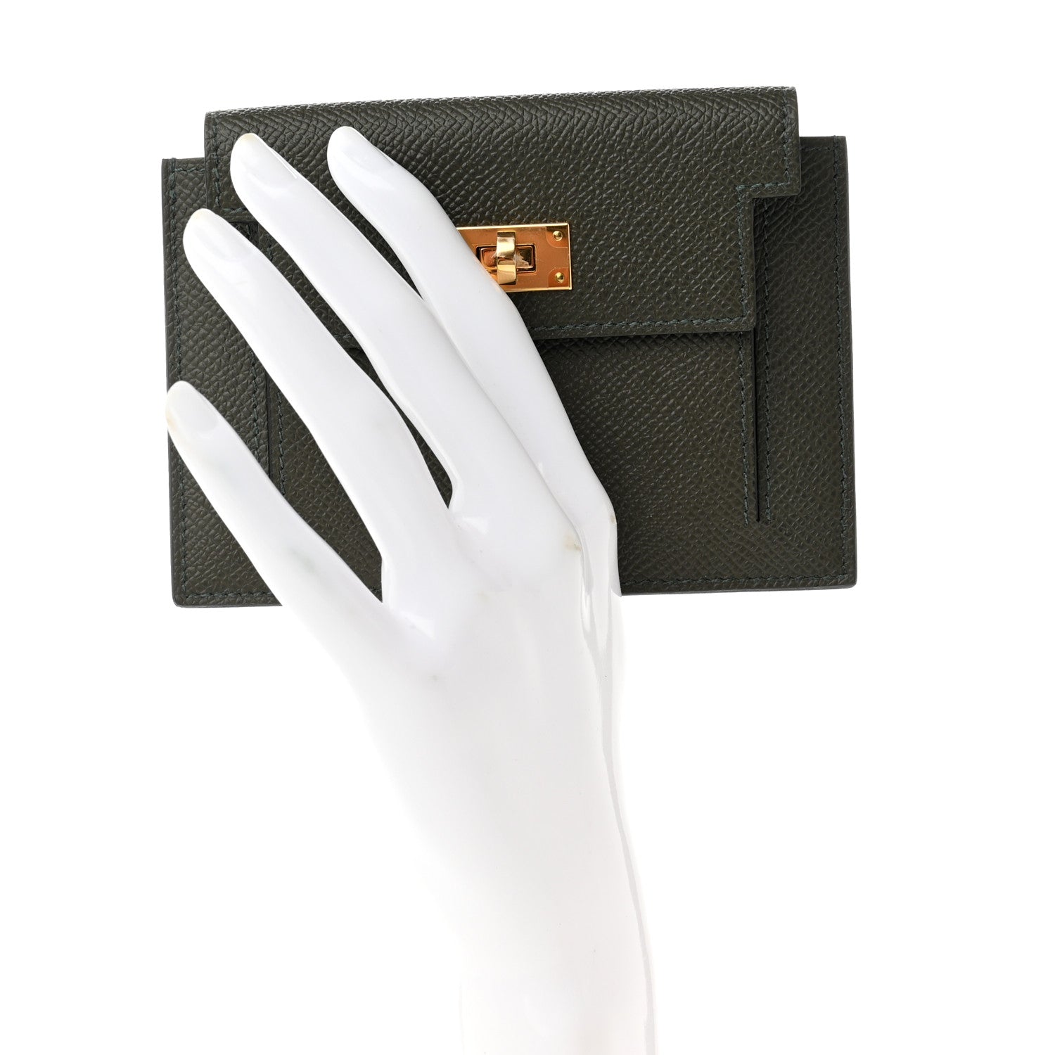 Hermes Epsom Kelly Pocket Compact Wallet Vert De Gris 3 of 8