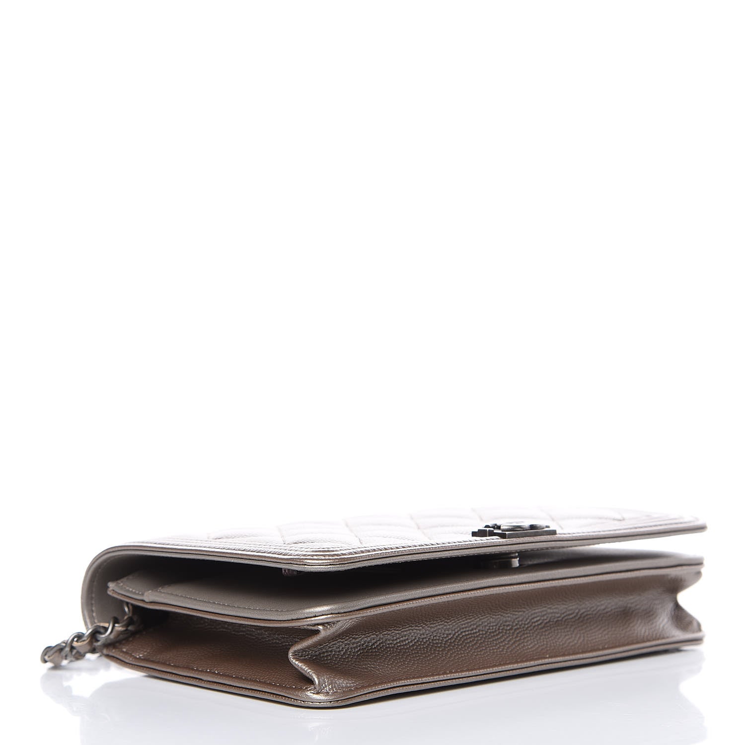 Chanel Metallic Caviar Quilted Boy Wallet On Chain WOC Copper 4 of 12