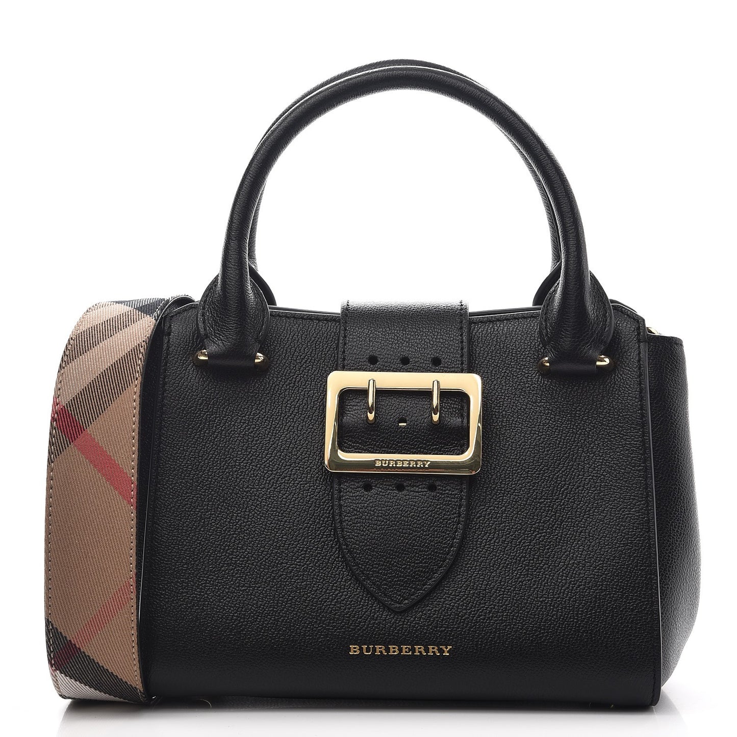 Soft Grain Calfskin Small Buckle Tote Black
