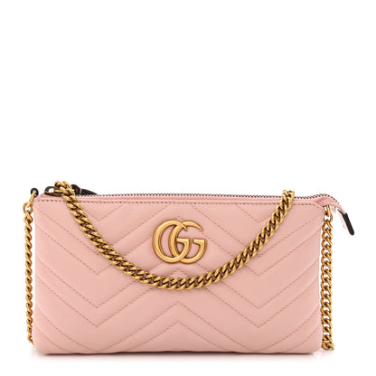 Gucci Calfskin Matelasse Mini GG Marmont Chain Bag Perfect Pink 1 of 12