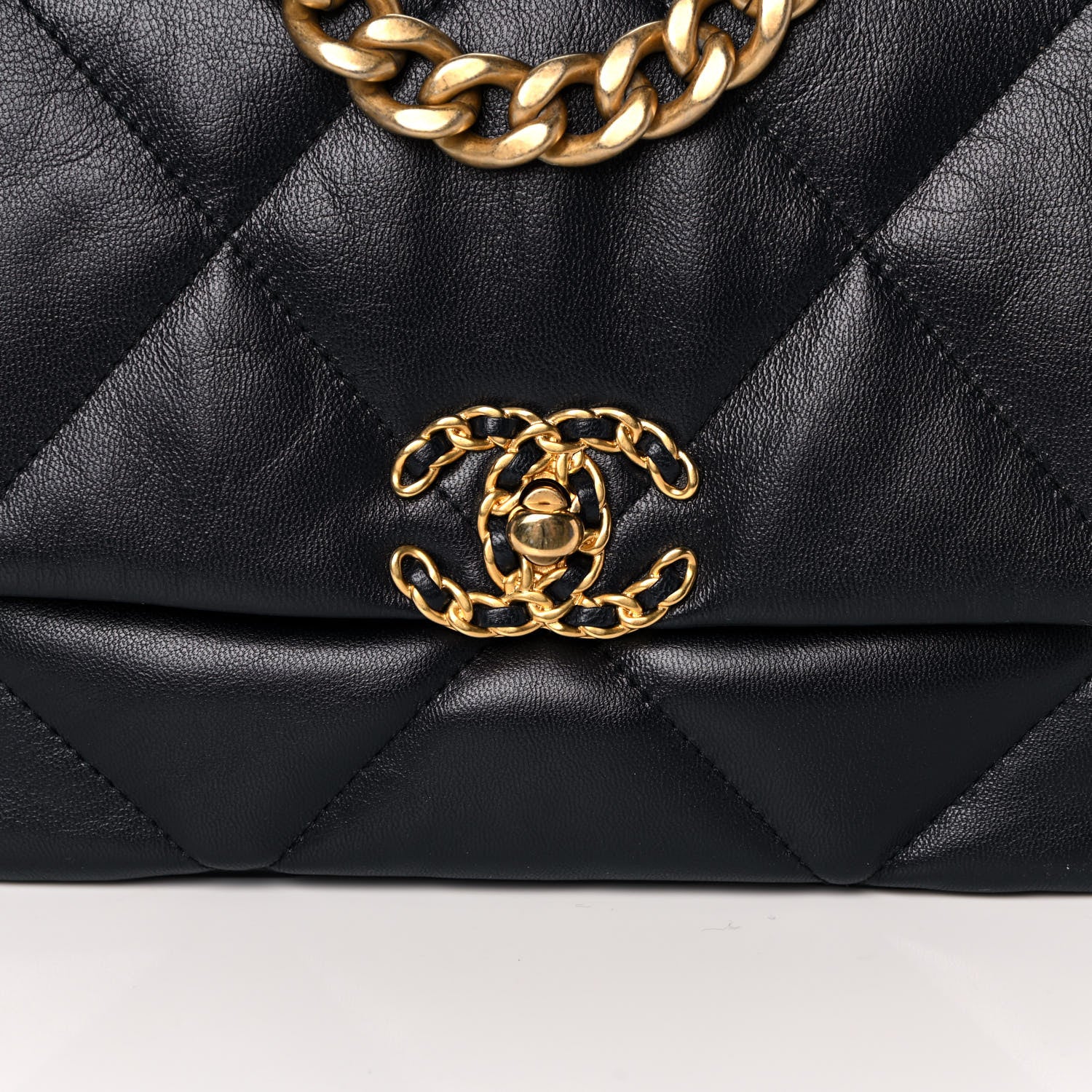 Chanel Goatskin Quilted Medium Chanel 19 Flap Navy Blue 8 of 12