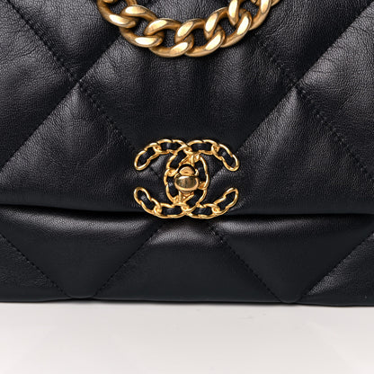 Chanel Goatskin Quilted Medium Chanel 19 Flap Navy Blue 8 of 12
