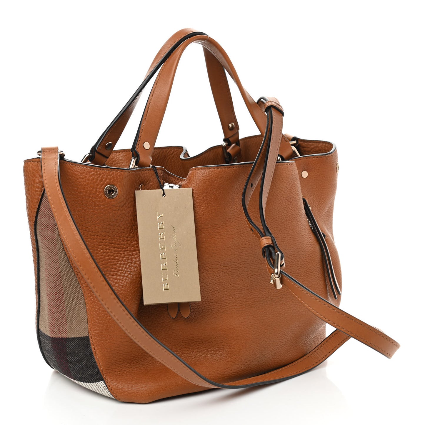 Grainy Calfskin House Check Small Maidstone Saddle Brown