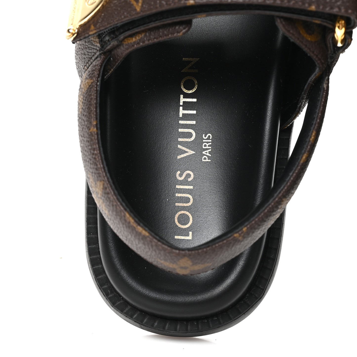 Monogram LV Sunset Comfort Flat Sandals 36 Cacao Brown