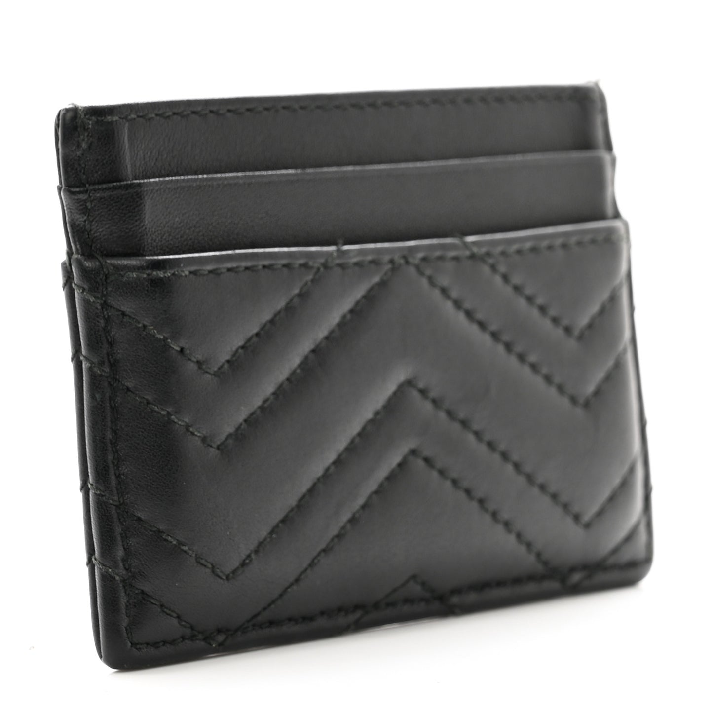 Calfskin Matelasse GG Marmont Card Holder Black