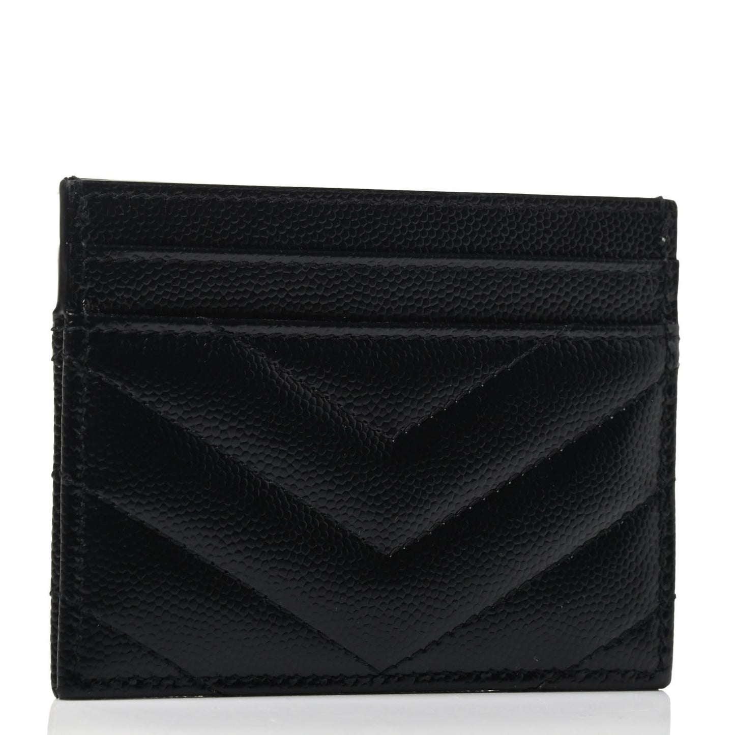 Grain De Poudre Matelasse Chevron Monogram Credit Card Case Black