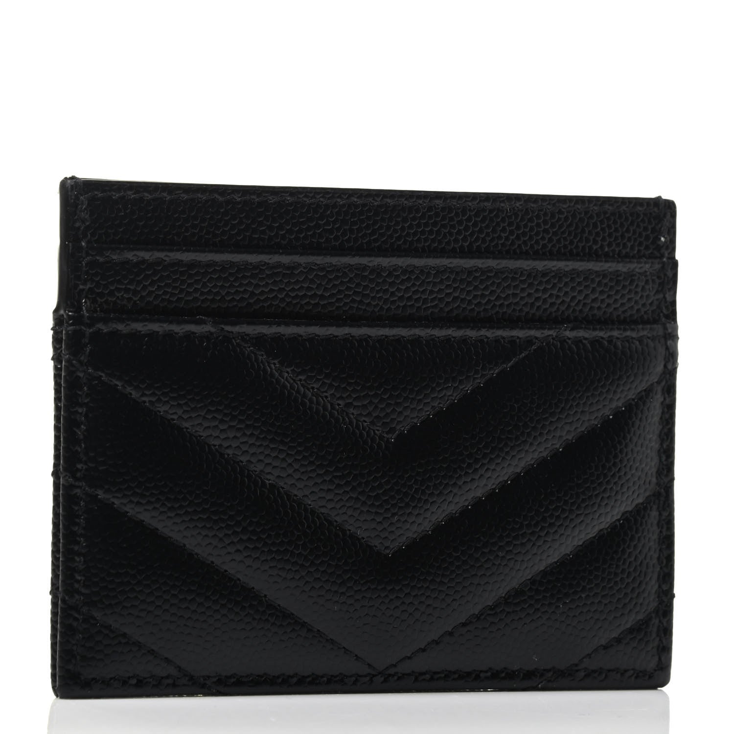 Saint Laurent Grain De Poudre Matelasse Chevron Monogram Credit Card Case Black 2 of 3