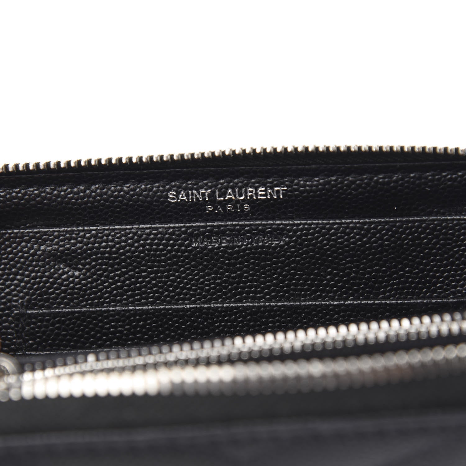 Saint Laurent Grain De Poudre Matelasse Chevron Monogram Small Zip Around Wallet Black 5 of 6
