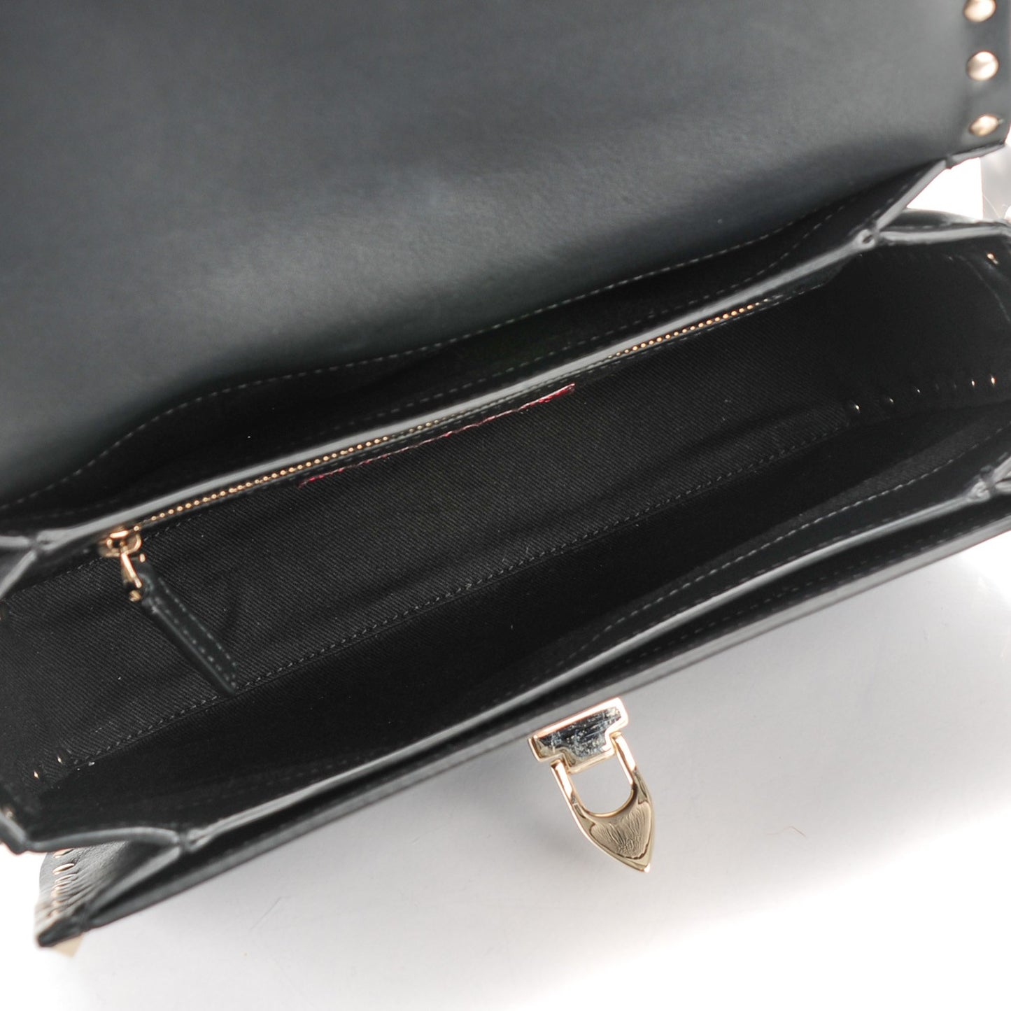 Vitello Medium Rockstud Flap Saddle Bag Black