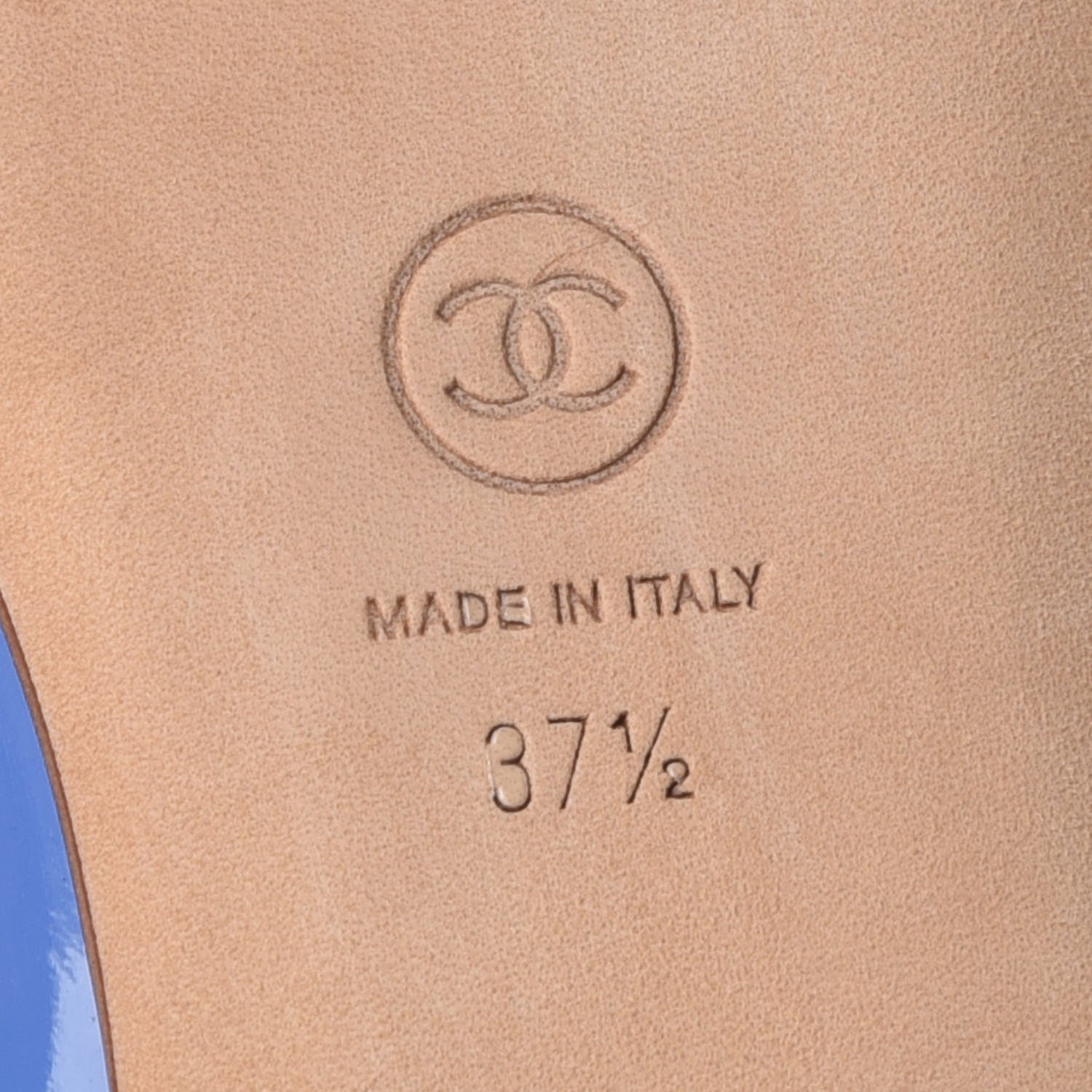 Chanel Patent Calfskin CC Cap Toe Ballerina Flats 37.5 Blue 6 of 8