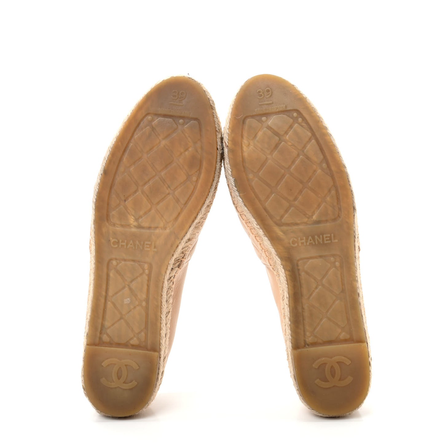 Lambskin Quilted CC Espadrilles 39 Beige