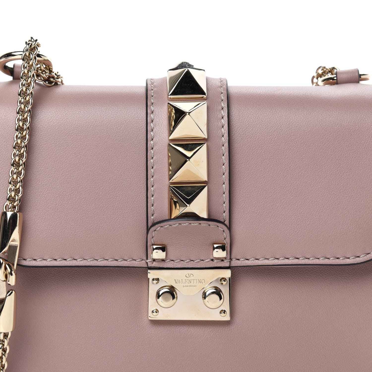 Valentino Garavani Vitello Small Glam Lock Rockstud Flap Poudre 12 of 12