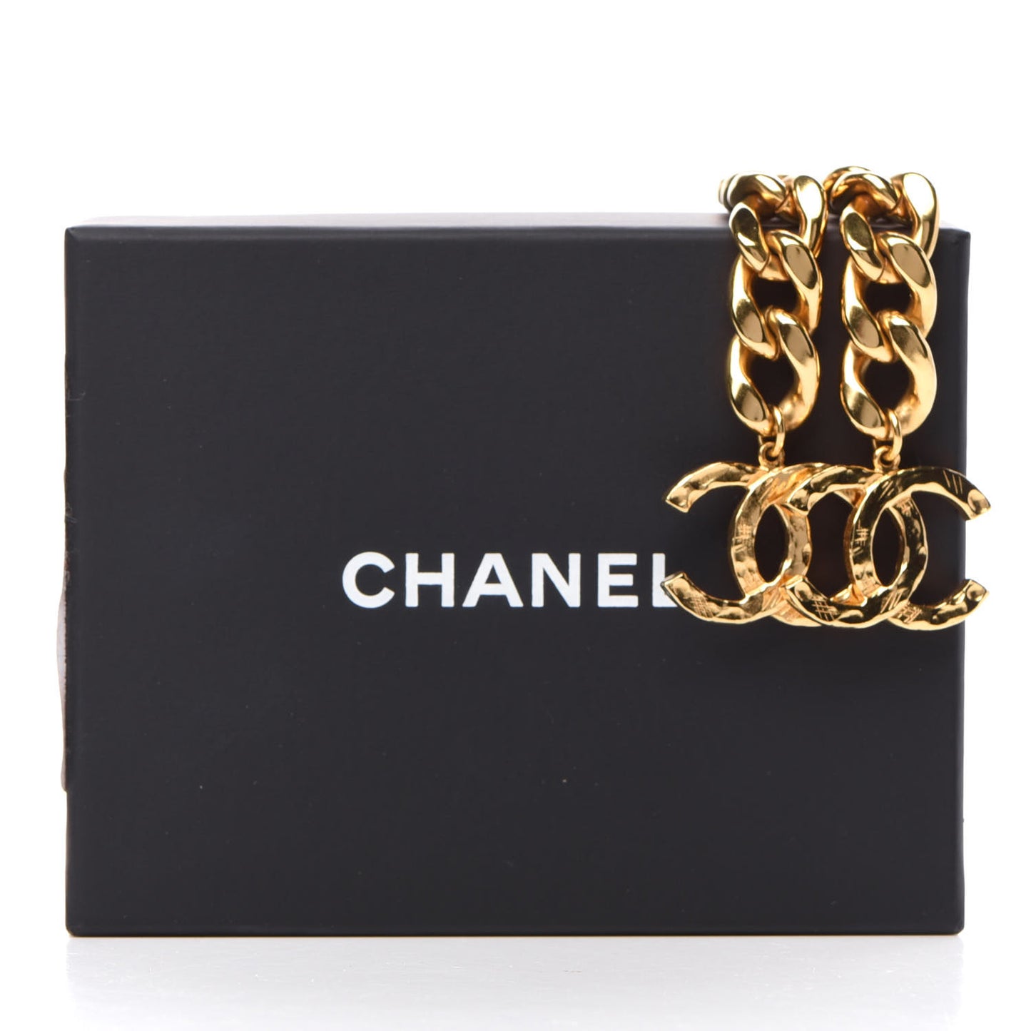 Metal CC Pick Drop Earrings Gold
