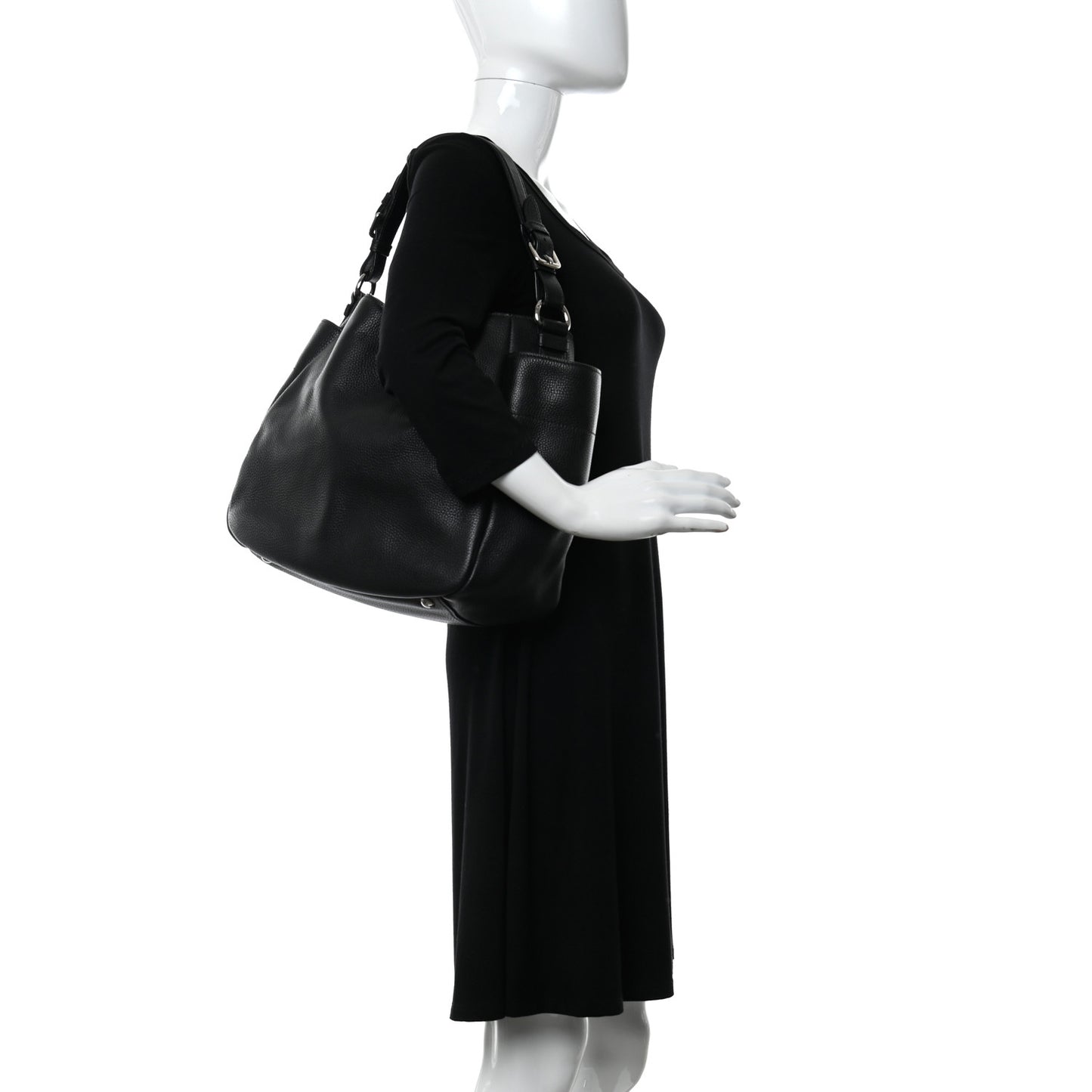 Vitello Daino Side Pocket Hobo Black