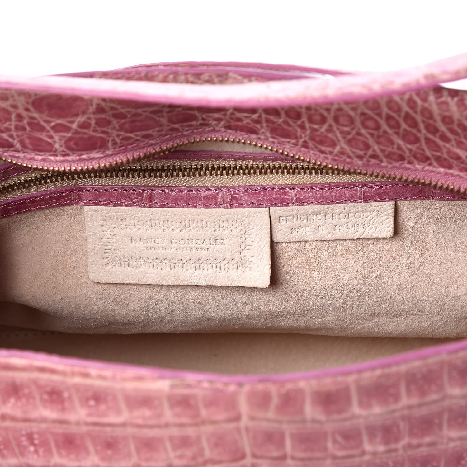 Nancy Gonzalez Crocodile Woven Shoulder Bag Pink 6 of 6