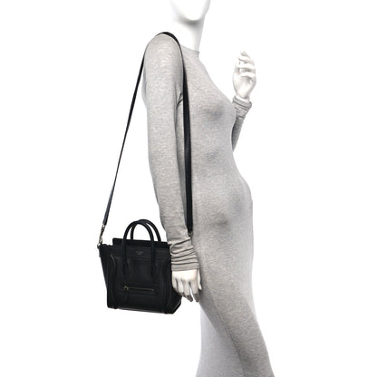 Celine Drummed Calfskin Nano Luggage Black 2 of 15