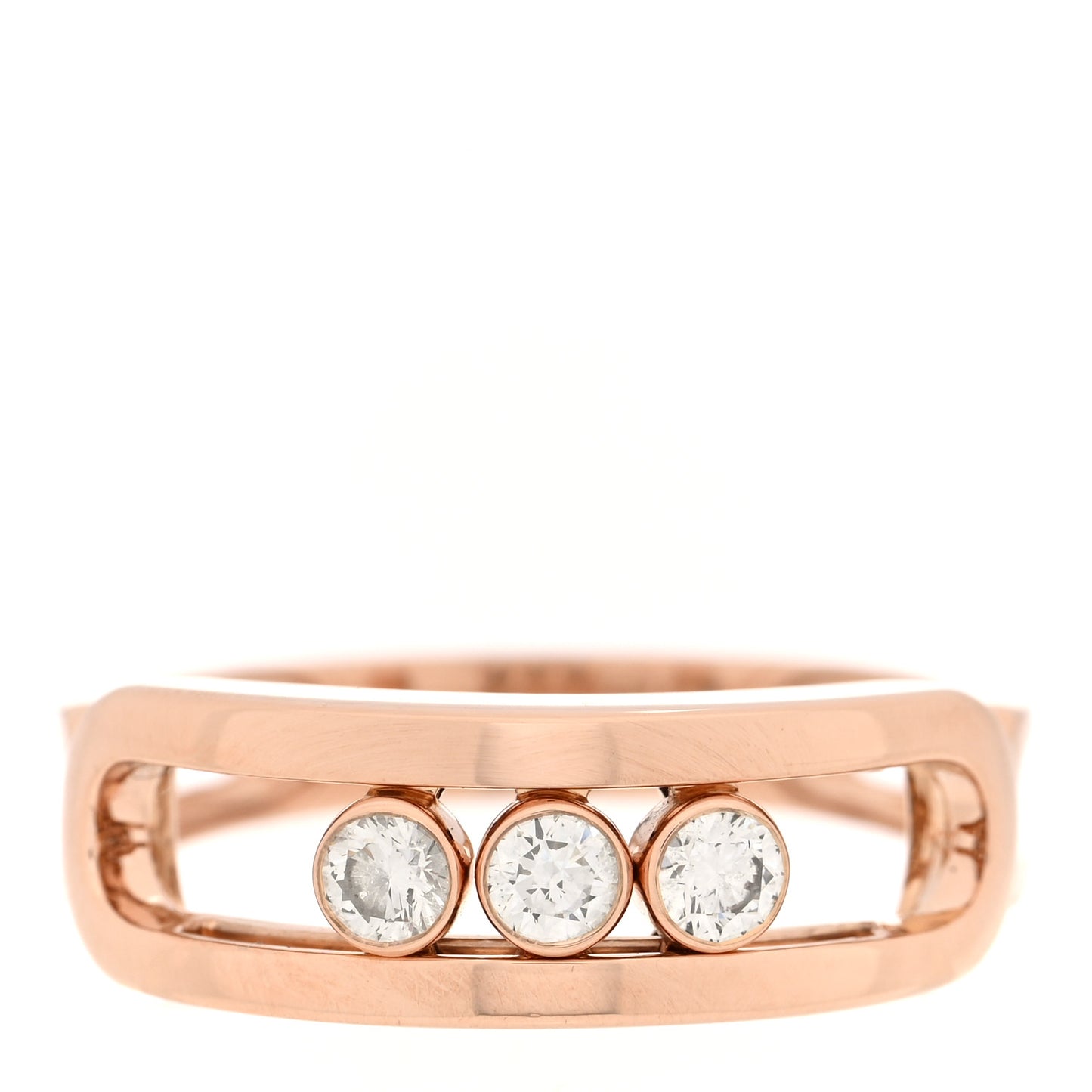 18K Rose Gold Diamond Move Classique Band Ring 53 6.25
