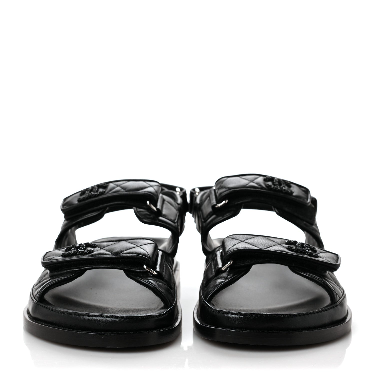 Chanel Lambskin Velcro Dad Sandals 39.5 Black 2 of 9