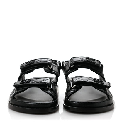 Chanel Lambskin Velcro Dad Sandals 39.5 Black 2 of 9