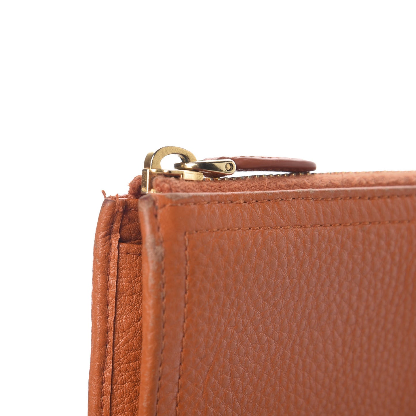 Vitello Daino 2/3 Zip Continental Wallet Papaya
