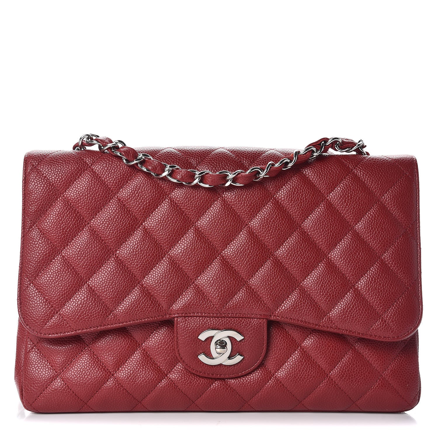 Chanel Caviar Quilted Jumbo Single Flap Red 1 of 12