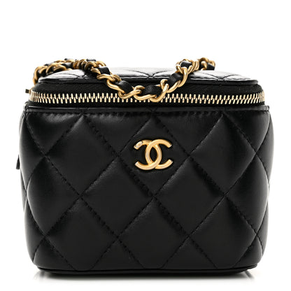 Chanel Lambskin Quilted Mini Pearl Crush Vanity Case With Chain Black 1 of 13