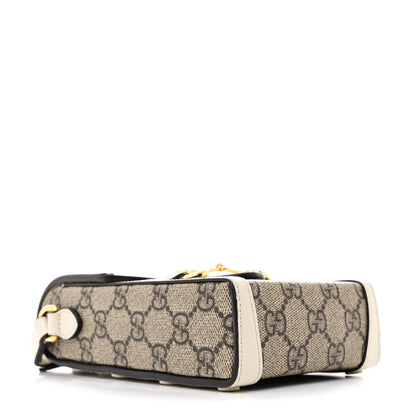 Gucci GG Supreme Monogram Azalea Calfskin Mini Horsebit 1955 Crossbody Bag Beige Ebony Mystic White 4 of 12