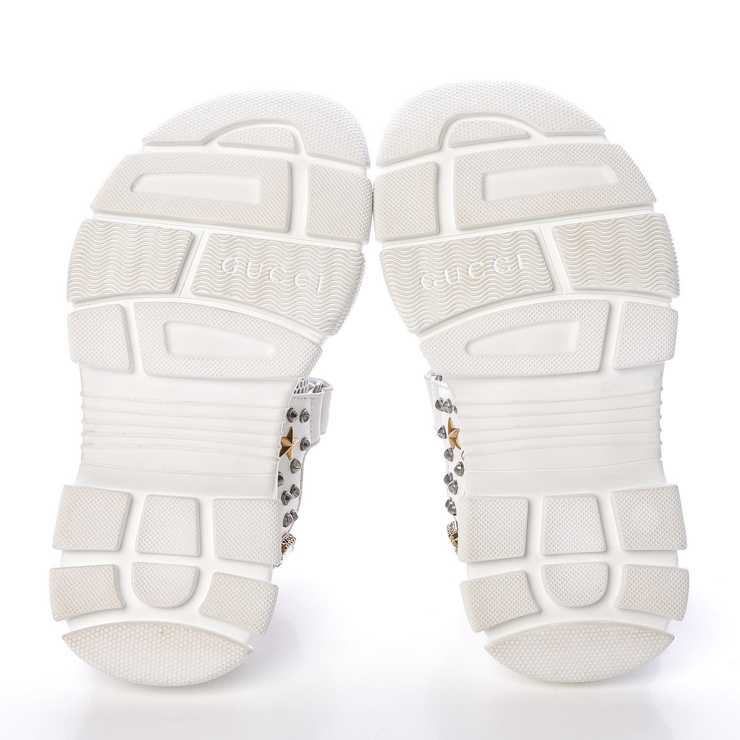 Nappa Mesh Crystal Embellished Studded Womens Aguru Sandals 37 Great White