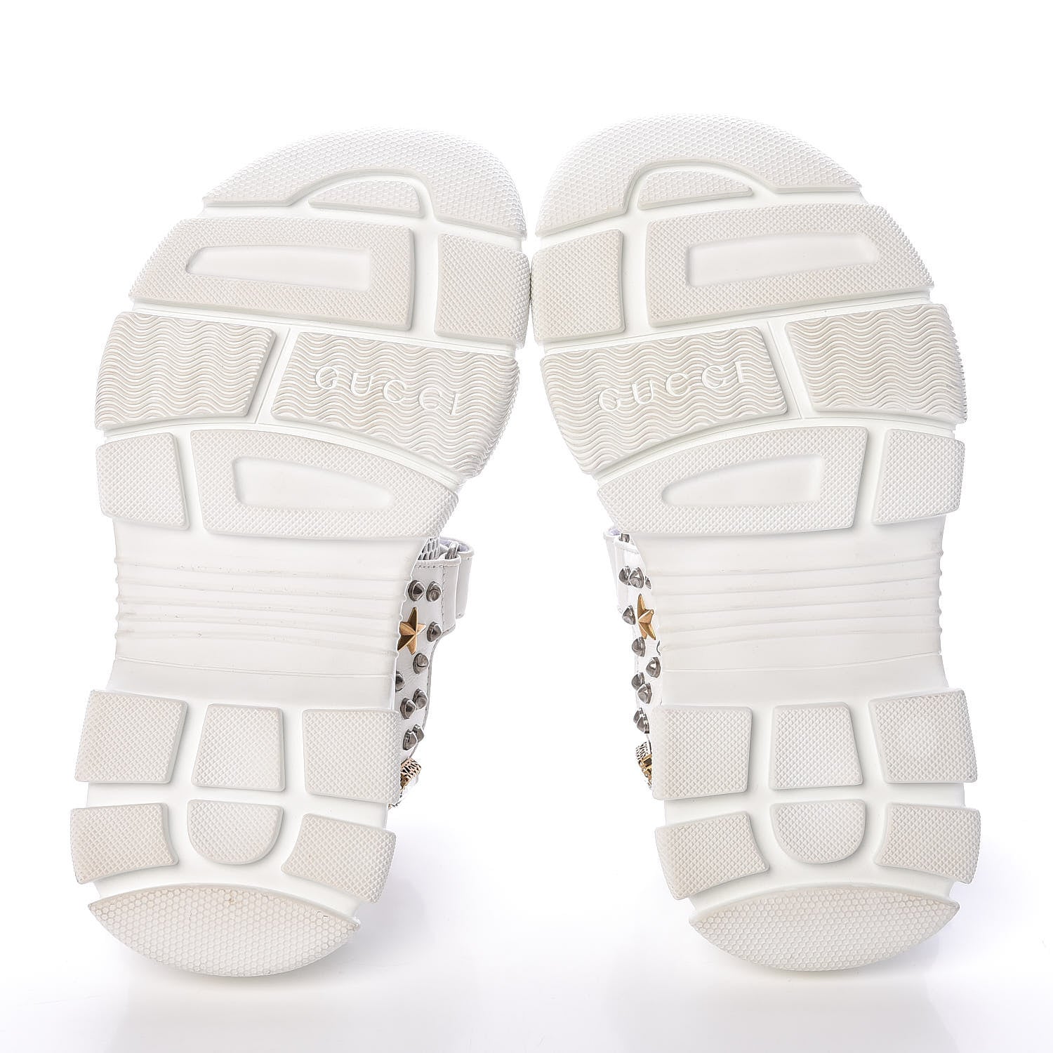 Gucci Nappa Mesh Crystal Embellished Studded Womens Aguru Sandals 37 Great White 7 of 8