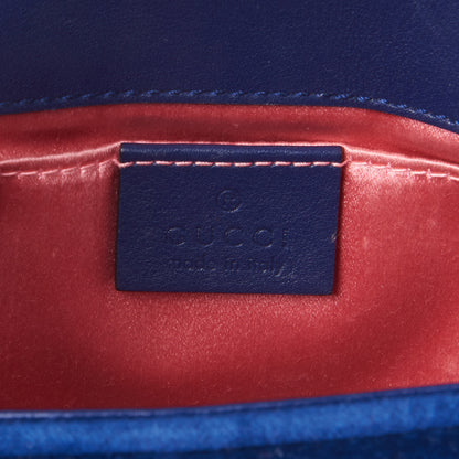 Gucci Velvet Matelasse Mini GG Marmont Shoulder Bag Cobalt Blue 6 of 10