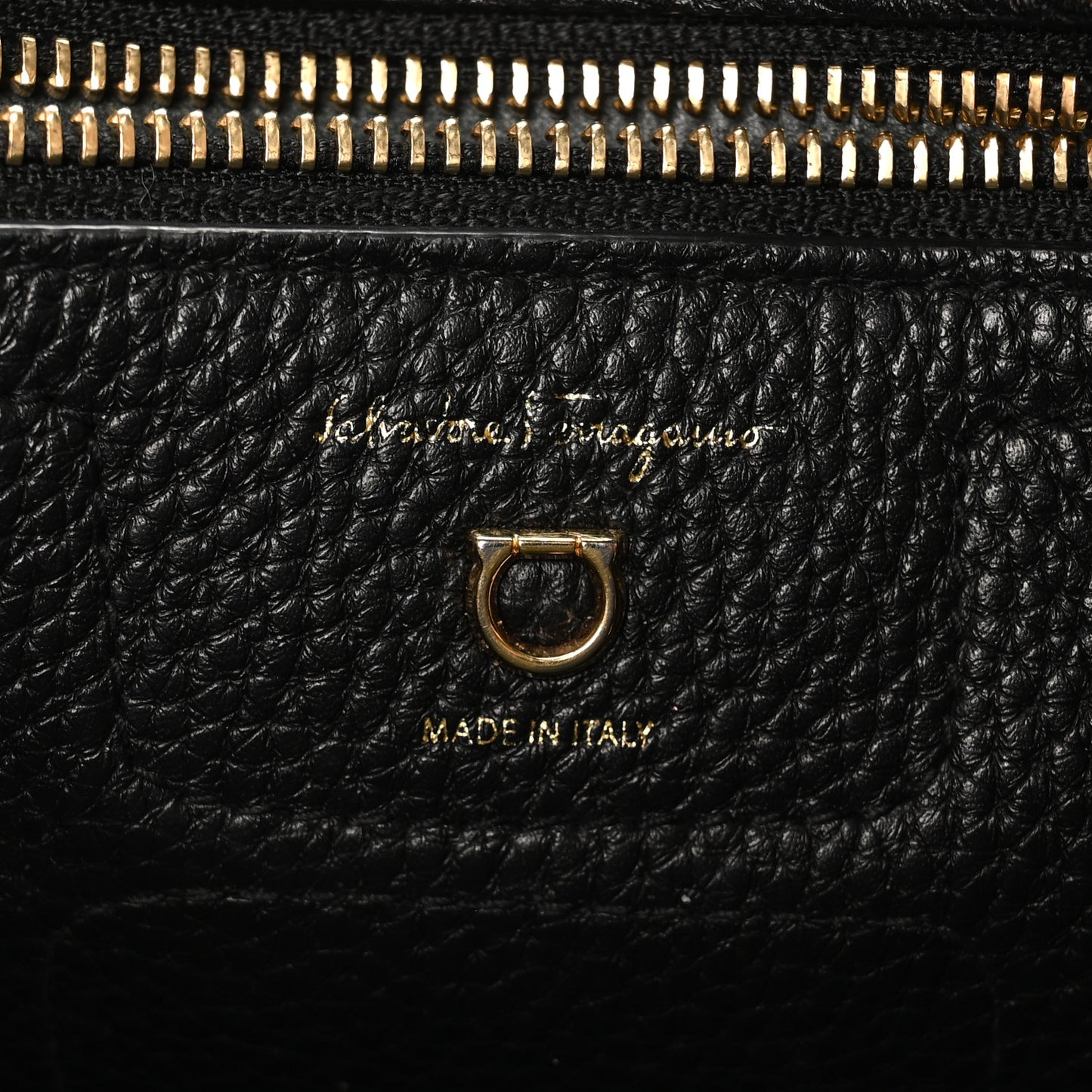 Hammered Calfskin Double Handle Small Amy Tote Black