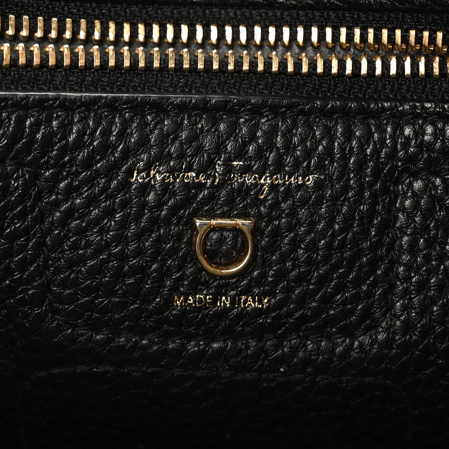 Salvatore Ferragamo Hammered Calfskin Double Handle Small Amy Tote Black 6 of 9
