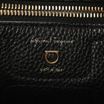 Salvatore Ferragamo Hammered Calfskin Double Handle Small Amy Tote Black 6 of 9