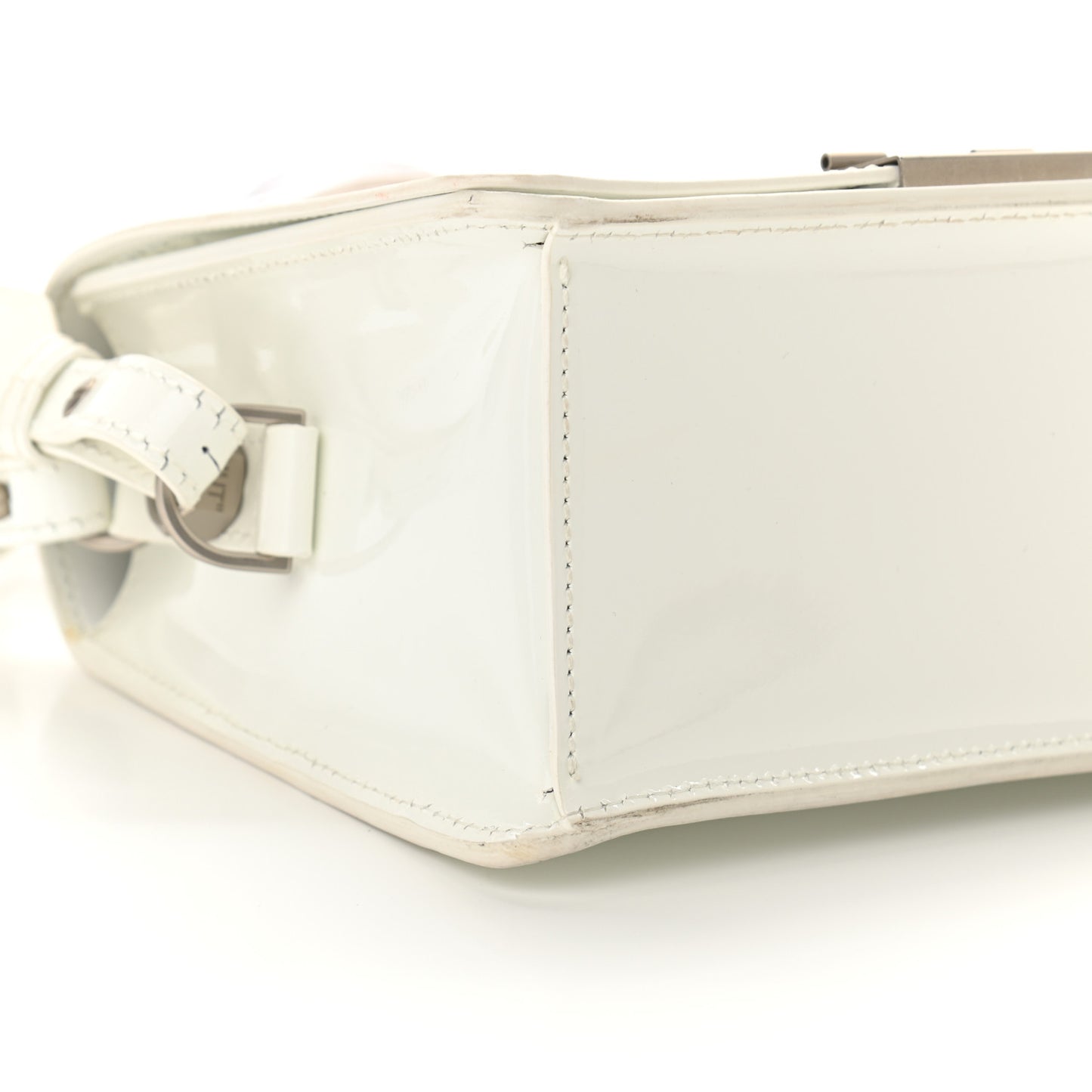 Calfskin Perforated Binder Flap Bag White