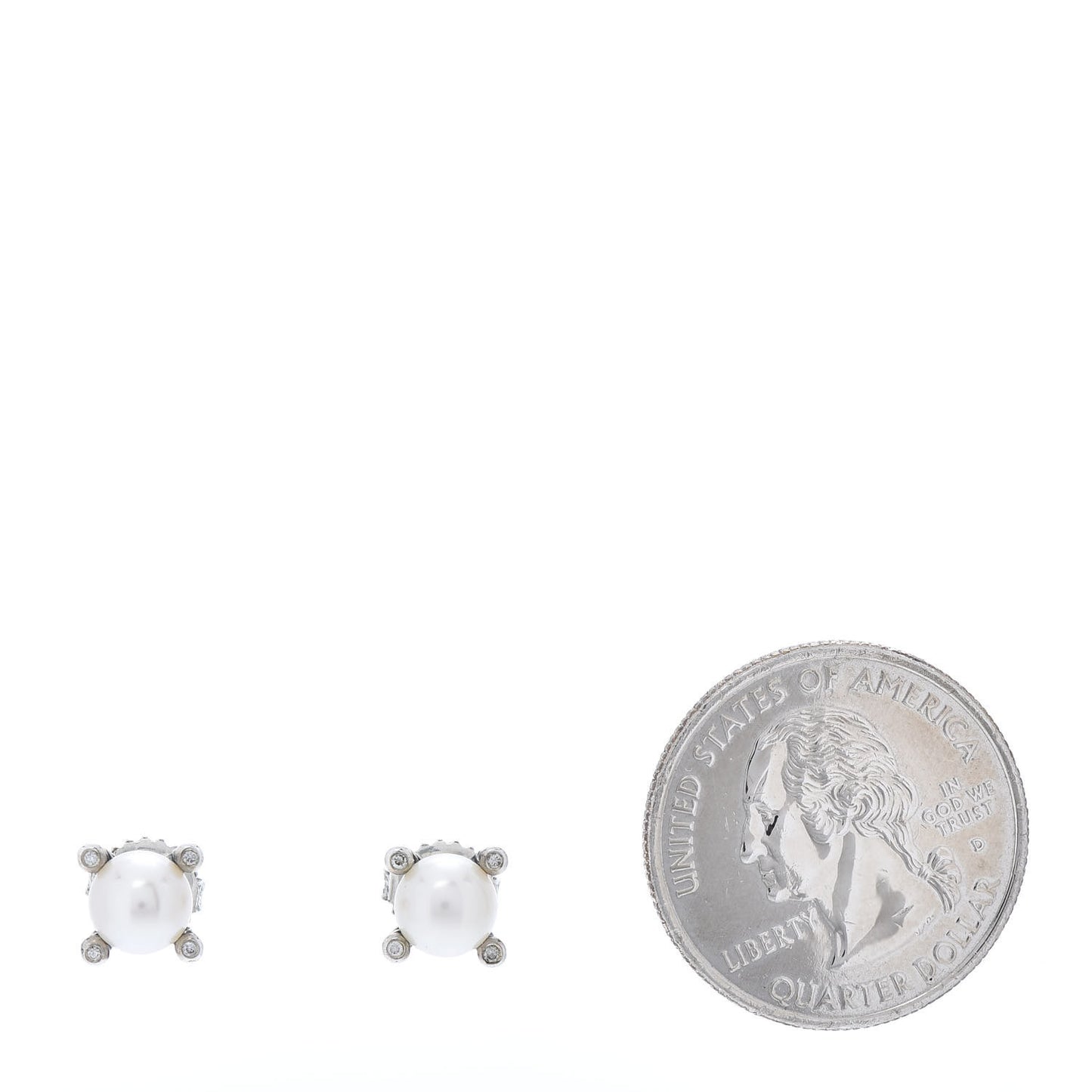 Sterling Silver Diamond Pearl 7mm Earrings