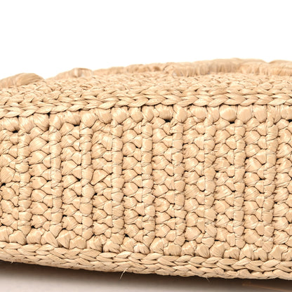 Prada Raffia Effect Crochet Metal Triangle Logo Mini Triangle Shoulder Bag Naturale 10 of 15