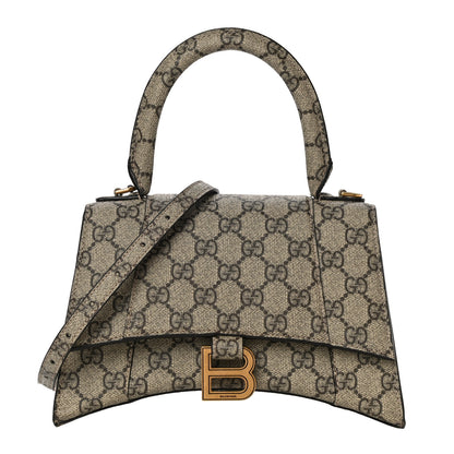 Balenciaga X GUCCI GG Supreme Monogram Small Hourglass Top Handle Bag Beige Ebony 1 of 11
