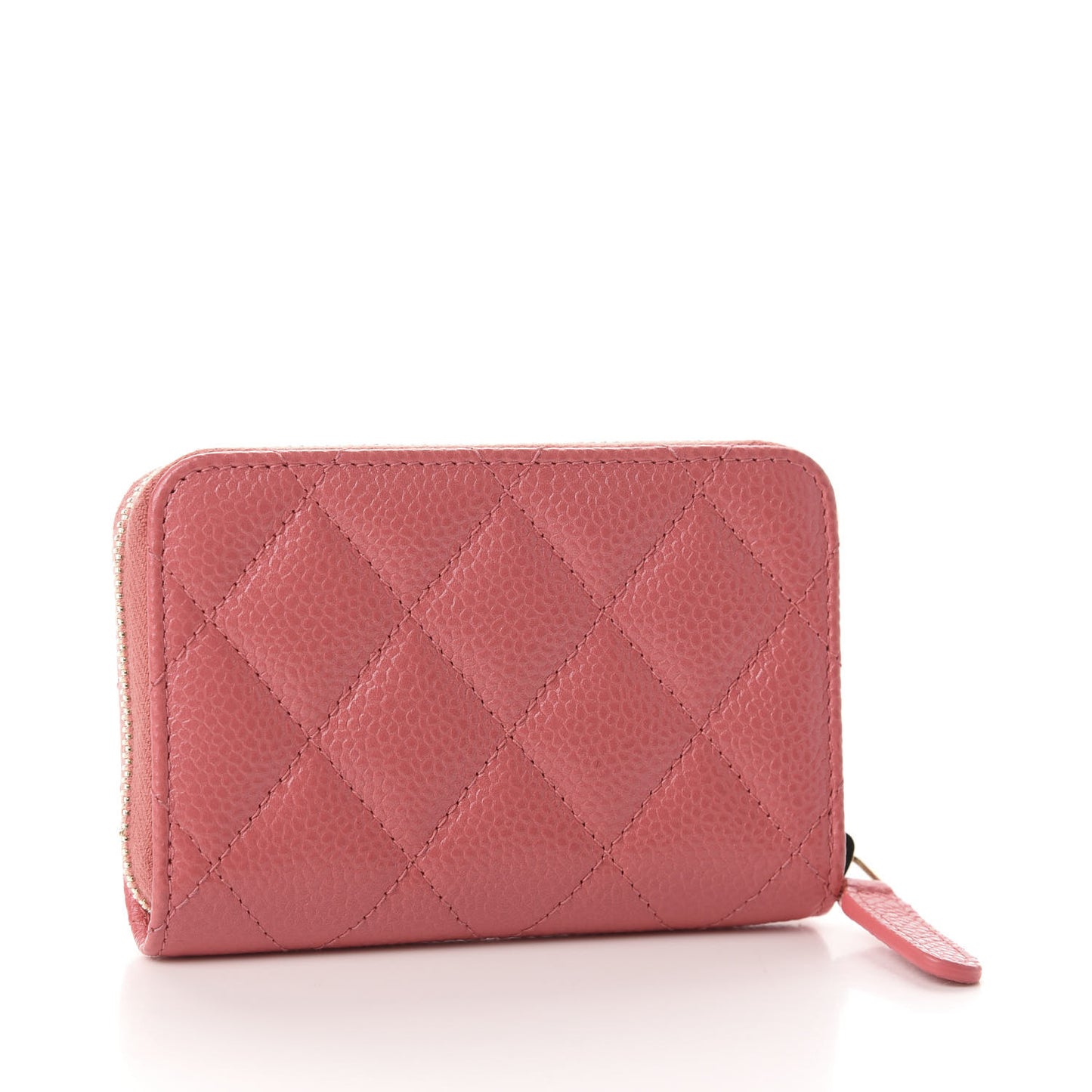 Caviar Quilted Zip Coin Purse Pink