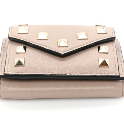 Valentino Garavani Calfskin Small Tri-Fold Rockstud Wallet Poudre 11 of 12