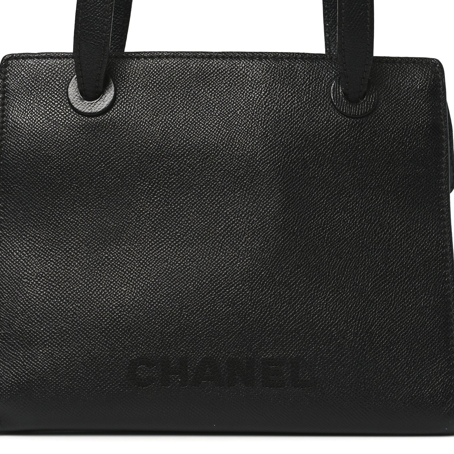 Chanel Grained Calfskin Logo Shoulder Bag Black 8 of 10