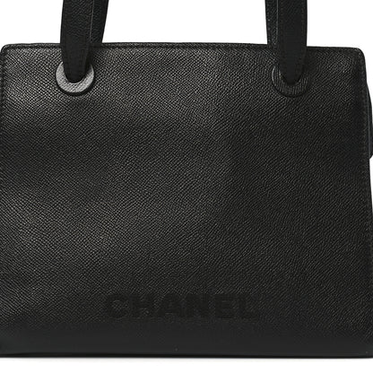 Chanel Grained Calfskin Logo Shoulder Bag Black 8 of 10