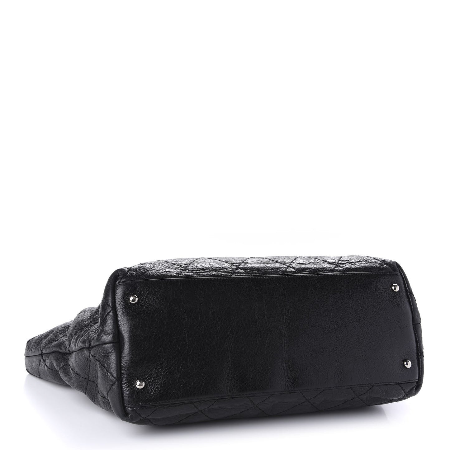 Glazed Calfskin Large On The Road Tote Black
